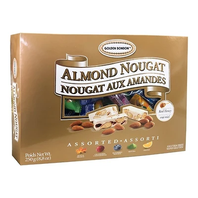 Golden Bonbon Almond Nougat Chocolate Box - Assorted - 250g