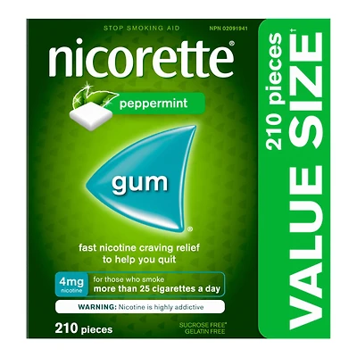 Nicorette Nicotine Gum Stop Smoking Aid - Ultra Fresh Mint - 4mg - 210s