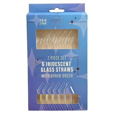 CORE KITCHEN GLASS STRAW SET in White