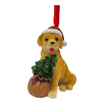 C/F RESIN ORNAMENT DOG/GIFT in Red