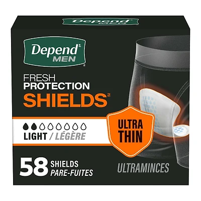 Depend Shields Incontinence Liners for Men - Light Absorbency - 58 Count
