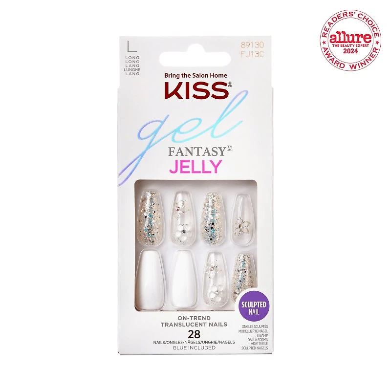 Kiss gel FANTASY Jelly Sculpted Nail Set - Long - Sweet Jelly - 28's