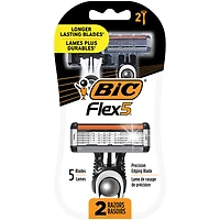 BIC Flex 5 Men's Disposable Razors - Black/Silver - 2's
