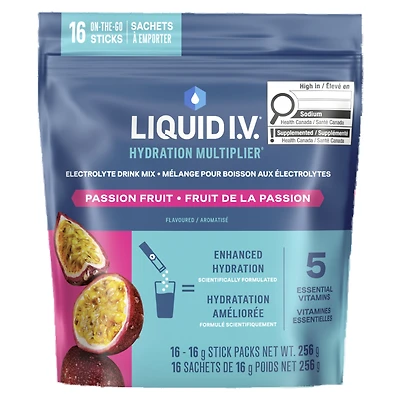 Liquid I.V. Hydration Multiplier Electrolyte Drink Mix Stick Packs - Passion Fruit - 16's
