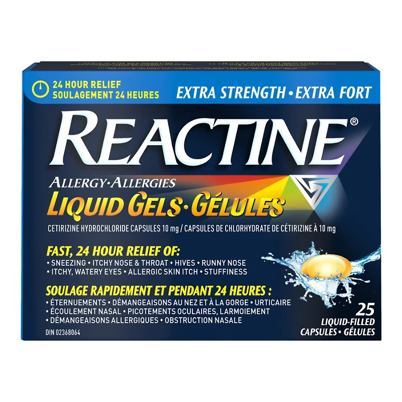 Reactine Allergy Extra Strength Cetirizine Hydrochloride Liquid Gel Capsules - 10mg