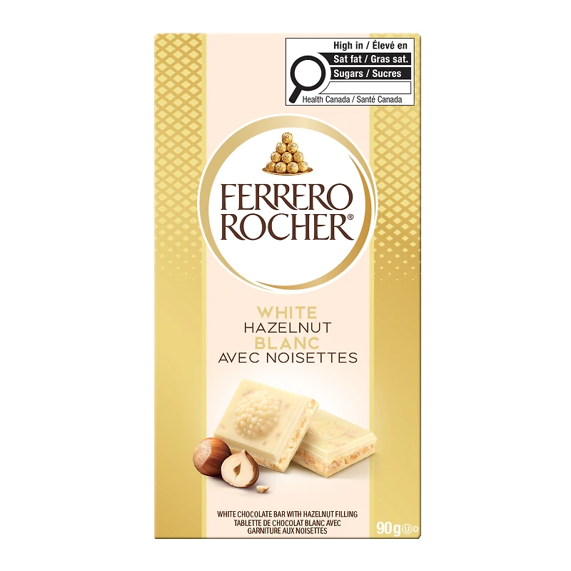 Ferrero Rocher Premium White Chocolate Bar - Hazelnut Bar - 90g