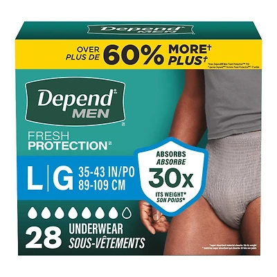 Depend Fresh Protection Adult Incontinence Underwear for Men - Grey - Maximum