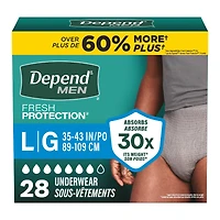 Depend Fresh Protection Adult Incontinence Underwear for Men - Grey - Maximum