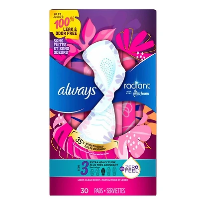 Always Radiant Sanitary Pads - Extra Heavy - Size 3 - 30's