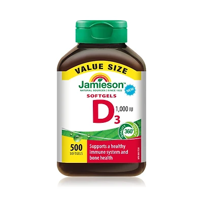 JAMIESON VIT D 1000IU S/GELS 500'S