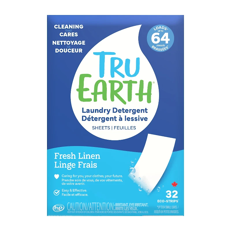 Tru Earth Laundry Detergent Ultra Concentrated Eco-Strips - Fresh Linen - 32 Loads