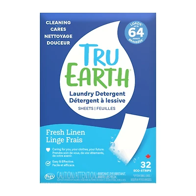 Tru Earth Laundry Detergent Ultra Concentrated Eco-Strips - Fresh Linen - 32 Loads