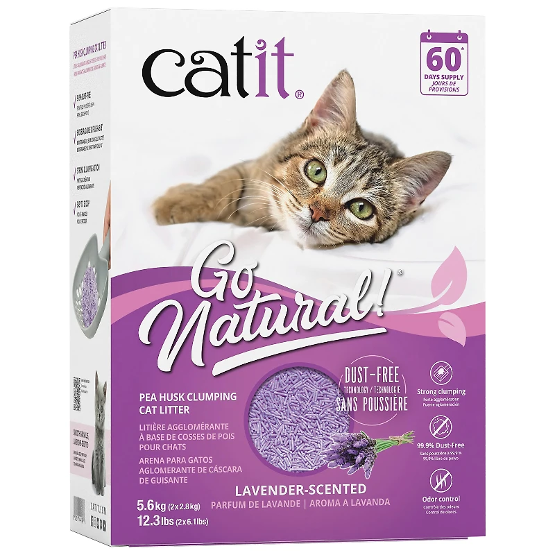 Catit Go Natural Pea Husk Clumping Cat Litter - Lavender Scented - 5.6kg