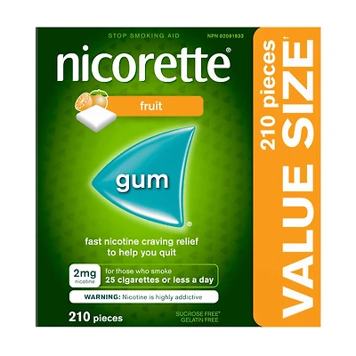 Nicorette Nicotine Gum Stop Smoking Aid - Fresh Fruit - 2mg - 210s