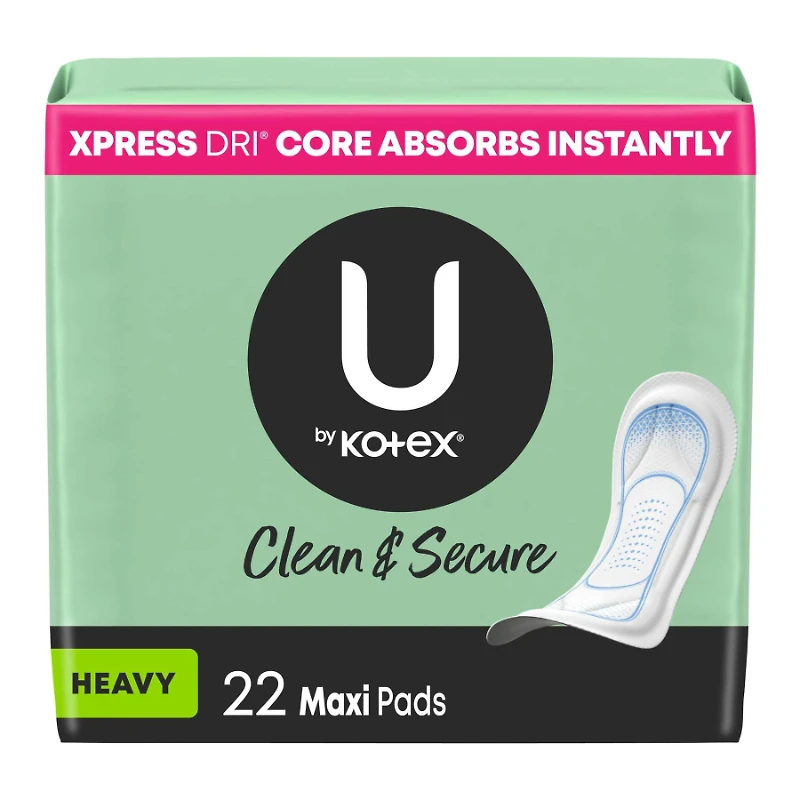 U by Kotex Clean & Secure Maxi Sanitary Pads - Heavy - 22's