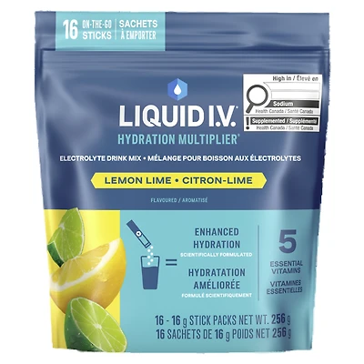 Liquid I.V. Hydration Multiplier Electrolyte Drink Mix Stick Packs - Lemon Lime - 16's