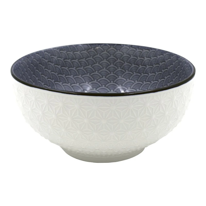 Claro Ceramic Embossed Two-Tone Rice Bowl - 8.5 Inch