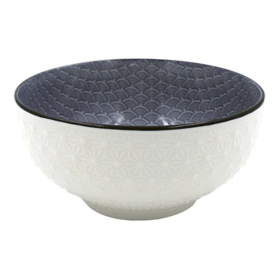Claro Ceramic Embossed Two-Tone Rice Bowl - 8.5 Inch