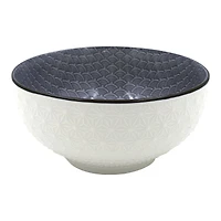 Claro Ceramic Embossed Two-Tone Rice Bowl - 8.5 Inch