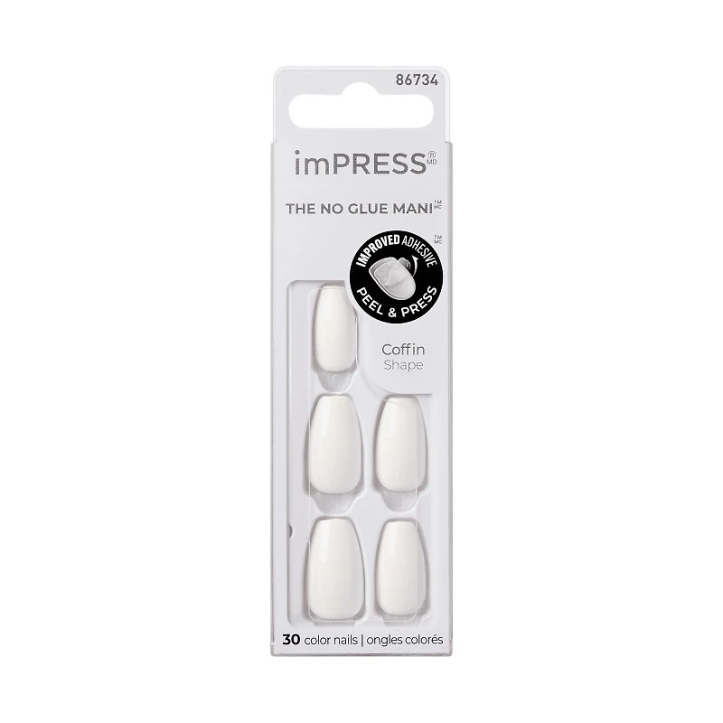 Kiss ImPRESS Press-on Manicure False Nails Kit - Medium - Coffin - Frosting - 30s