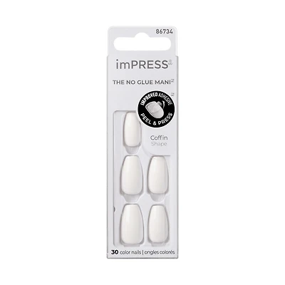 Kiss ImPRESS Press-on Manicure False Nails Kit - Medium - Coffin - Frosting - 30s