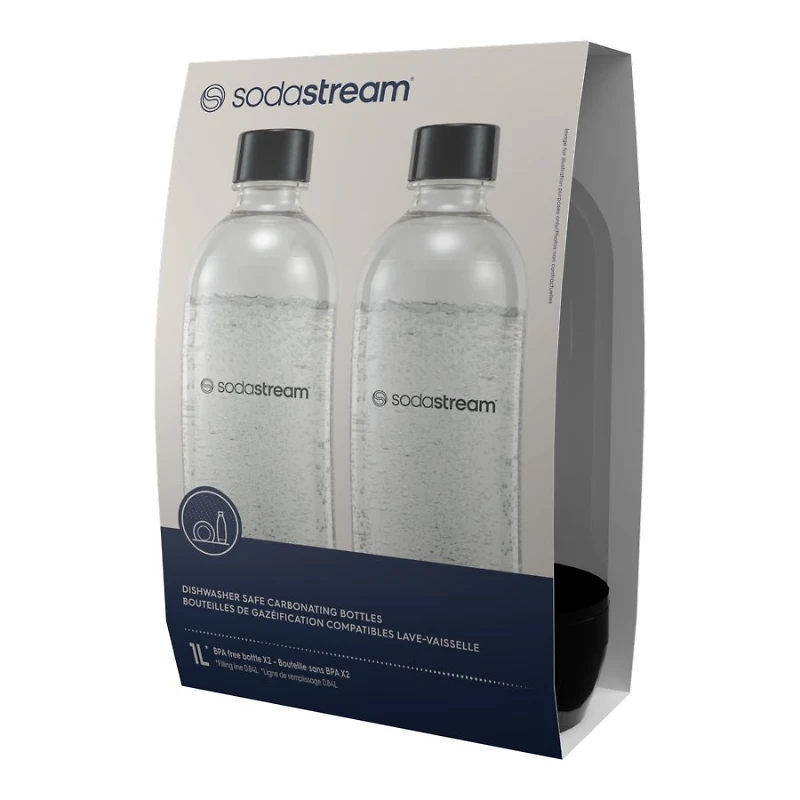SodaStream Bottle for Soda Maker - 1L - Black - 2 pack