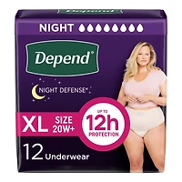 Depend Night Defense Incontinence Underwear for Women - Overnight Absorbency - Extra Large - 12 Count