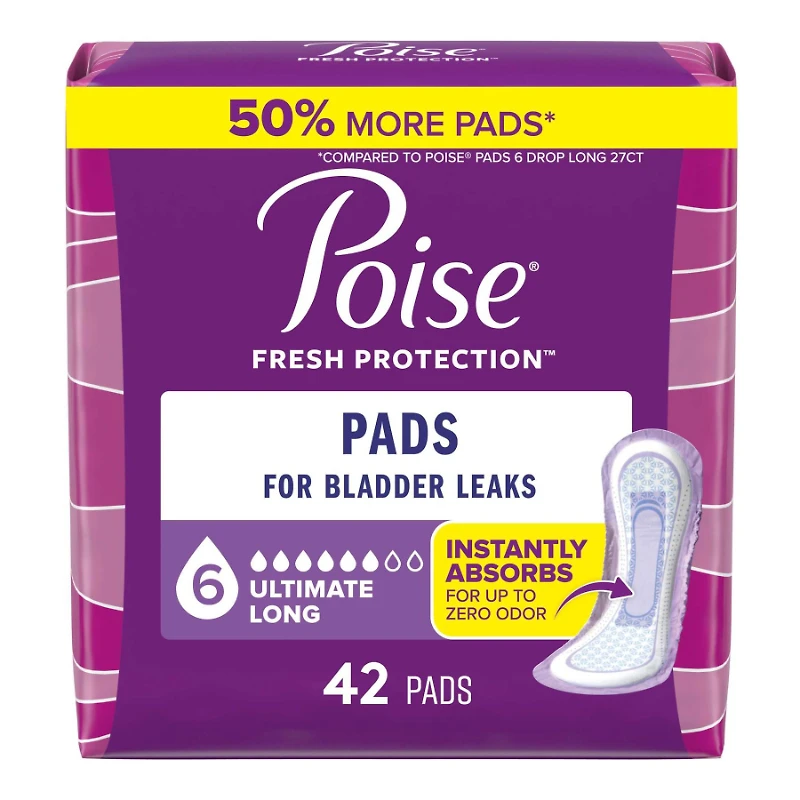 POISE PADS ULT LONG 6