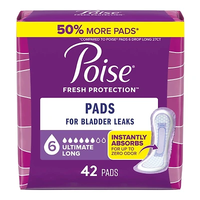 POISE PADS ULT LONG 6