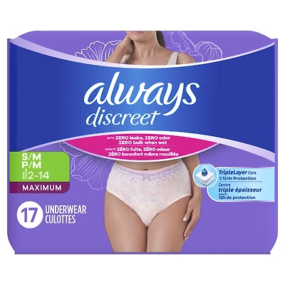 Always Discreet Maximum Protection Incontinence Underwear - Small/Medium - 19's