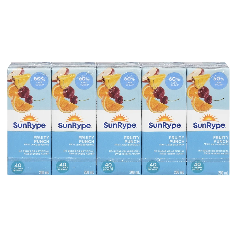 SunRype 60% Less Sugar Juice - Fruity Punch - 5x200ml