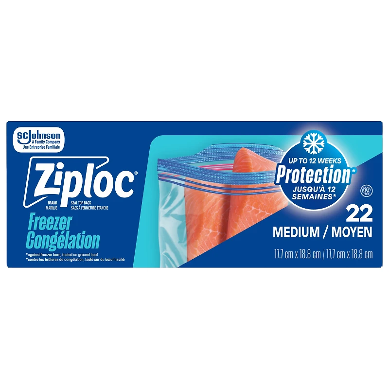 Ziploc Double Zip Freezer Bags - Medium - 19's