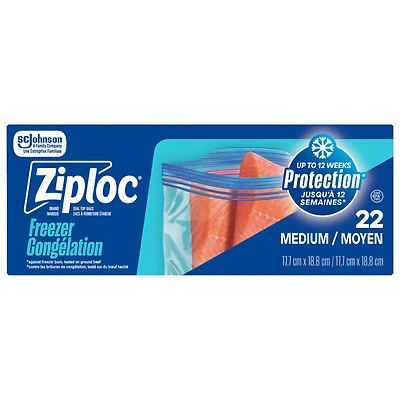 Ziploc Double Zip Freezer Bags - Medium - 19's