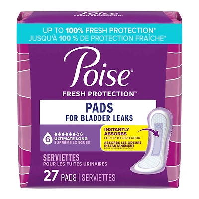 Poise Incontinence Pads - Ultimate Absorbency - Long - 27 Count