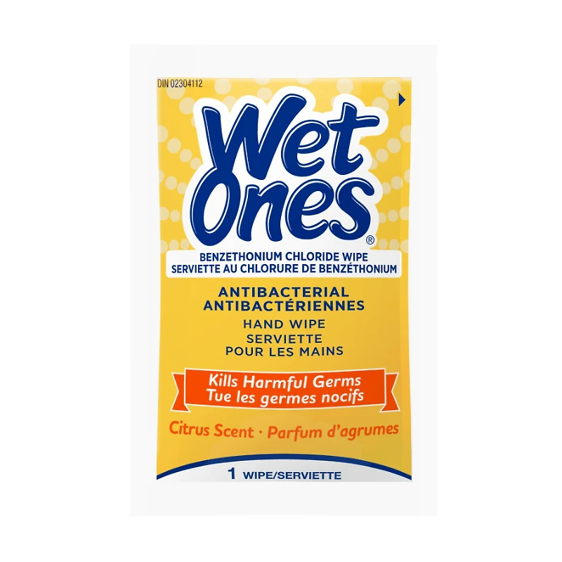 Wet Ones Anti-Bacterial Wipes Singles- Citrus - 28s
