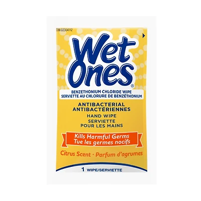 Wet Ones Anti-Bacterial Wipes Singles- Citrus - 28s