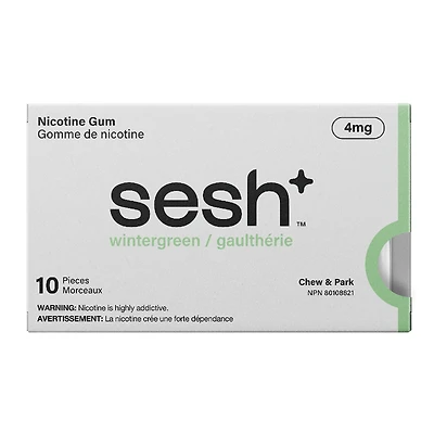 Sesh+ Nicotine Chewing Gum - Wintergreen - 4mg - 10's