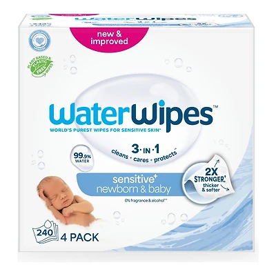 WaterWipes Original Baby Cleaning Wipes - 4 x 60's