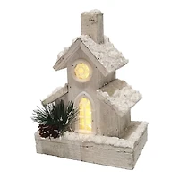 WOODEN HOUSE SNOW ROOF in White