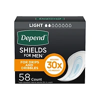 Depend Shields Incontinence Liners for Men - Light Absorbency - 58 Count