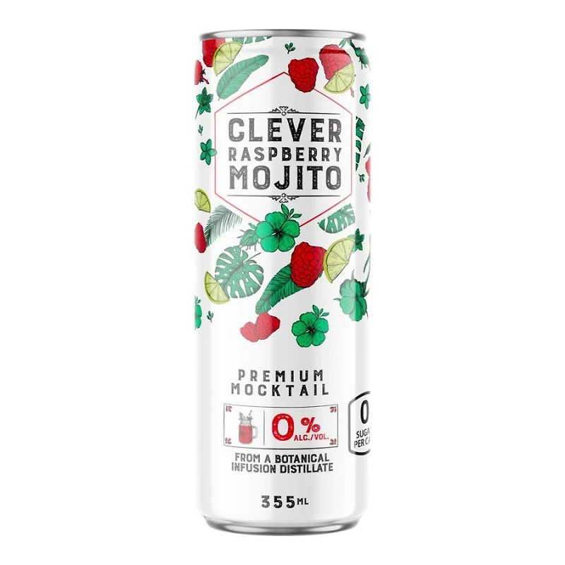CLEVER MOCKTAILS RASP MOJITO 355ML