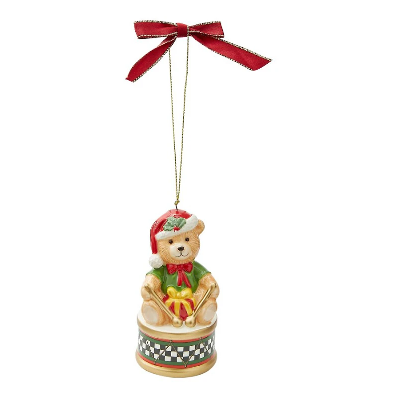 SPODE BEAR ON A DRUM ORNMNT
