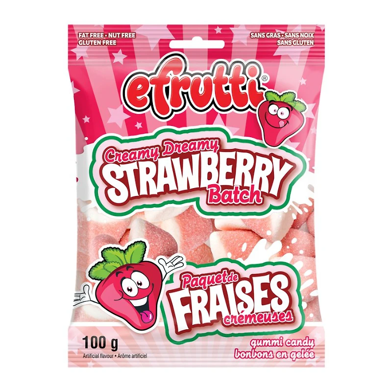 Efrutti Creamy Dreamy Strawberry Batch Gummy Candy - 100g