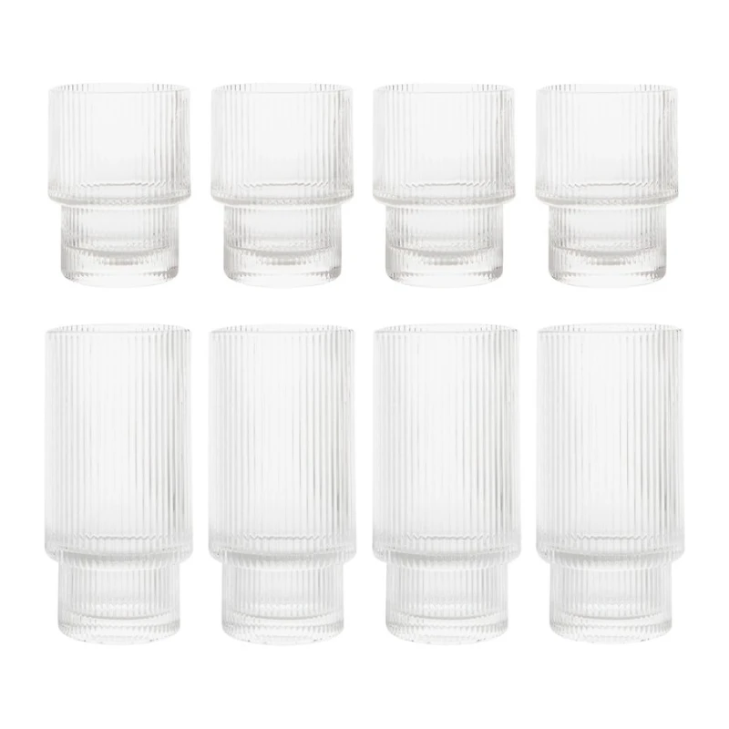 Safdie & Co. Ridge Stackable Glasses - 8 Piece - HW05084
