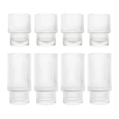 Safdie & Co. Ridge Stackable Glasses - 8 Piece - HW05084