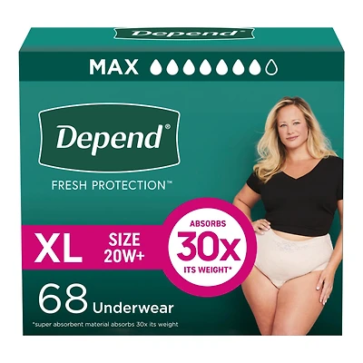 Depend Fresh Protection Adult Incontinence Underwear for Women - Blush - Maximum - Medium - 30 Count