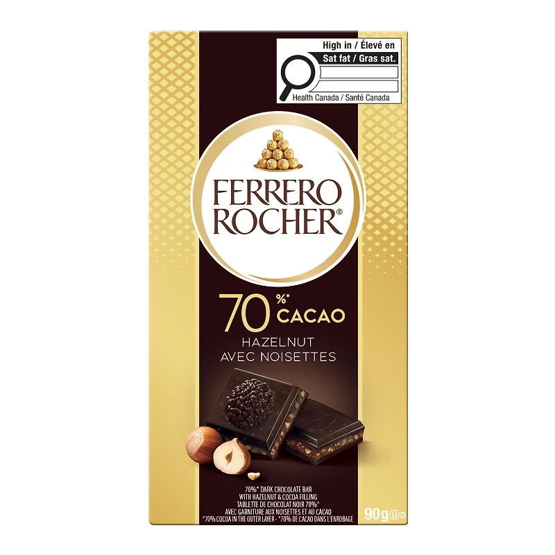 Ferrero Rocher Premium Dark Chocolate Bar - Hazelnut - 90g