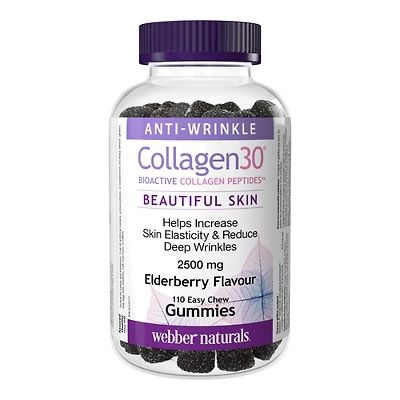 Webber Naturals Collagen30 Bioactive Collagen Peptides Gummies - Elderberry - 110s