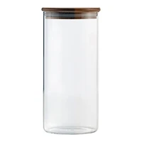 Safdie & Co. Glass Jar with Bamboo Lid - Clear