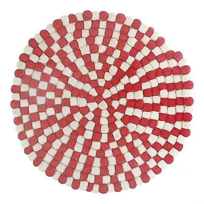 E/HOME RND FELT BALL TRIVET in Red